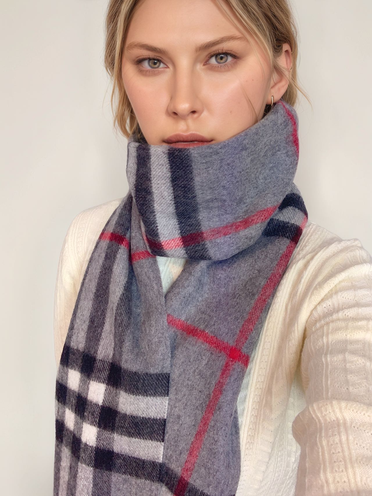 Womens Plaid Scarf Cashmere Feel Made In Italy - Black - CH1883Y33ZS Womens Plaid Scarf Cashmere Feel Made In Italy - Black - CH1883Y33ZS
