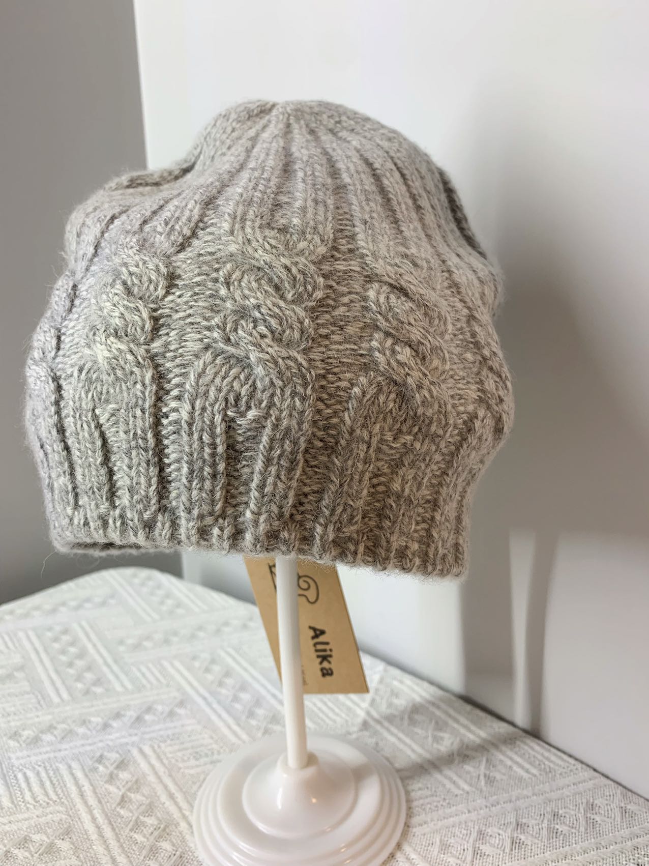 Light Gray Cable knit Beanie