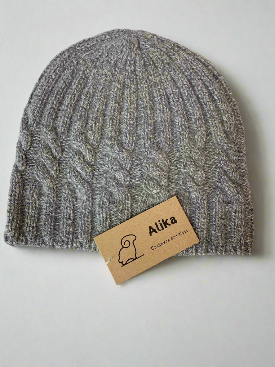 Gray Cable knit Beanie