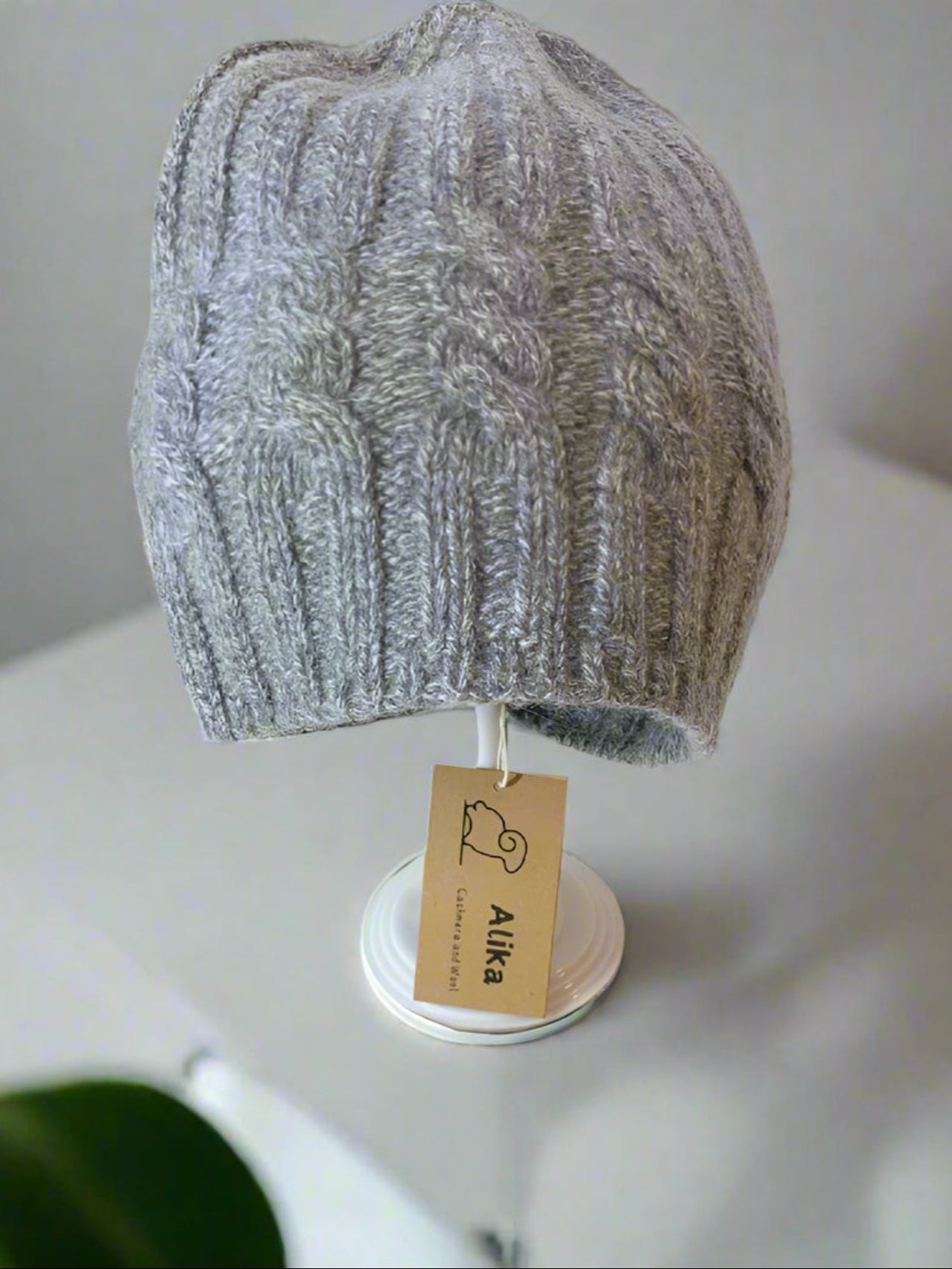 Gray Cable knit Beanie